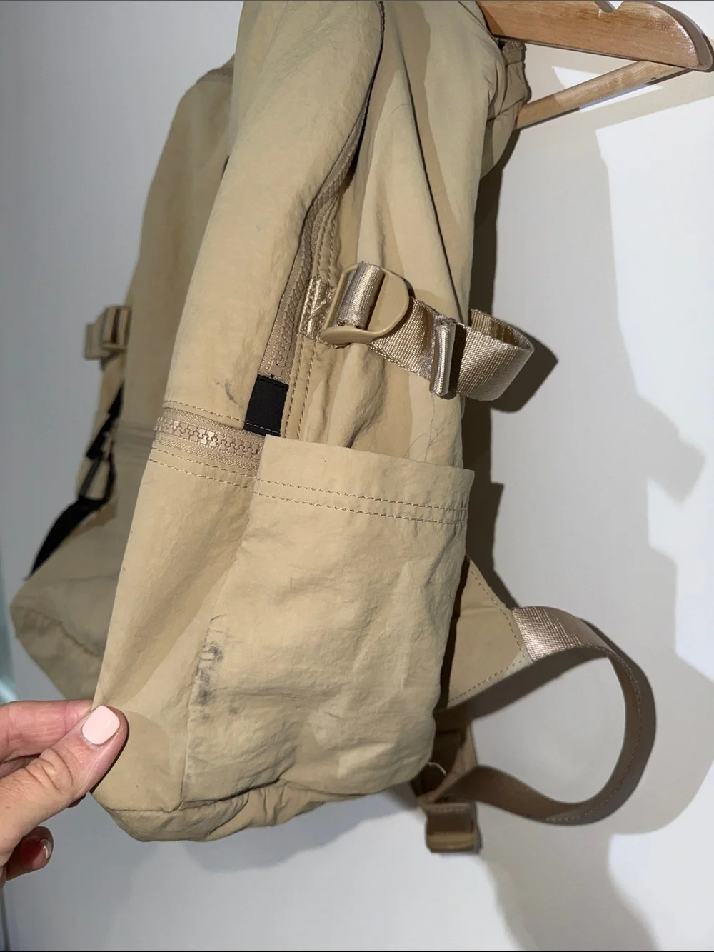 lululemon athletica Tan Khaki Backpack with Front Zip Pocket